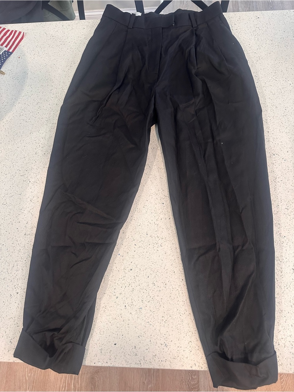 COS Black Pleated Tapered Dress Pants - Picture 1 of 3